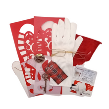 Load image into Gallery viewer, Santa Evidence kit with brass button bootprint kit and key
