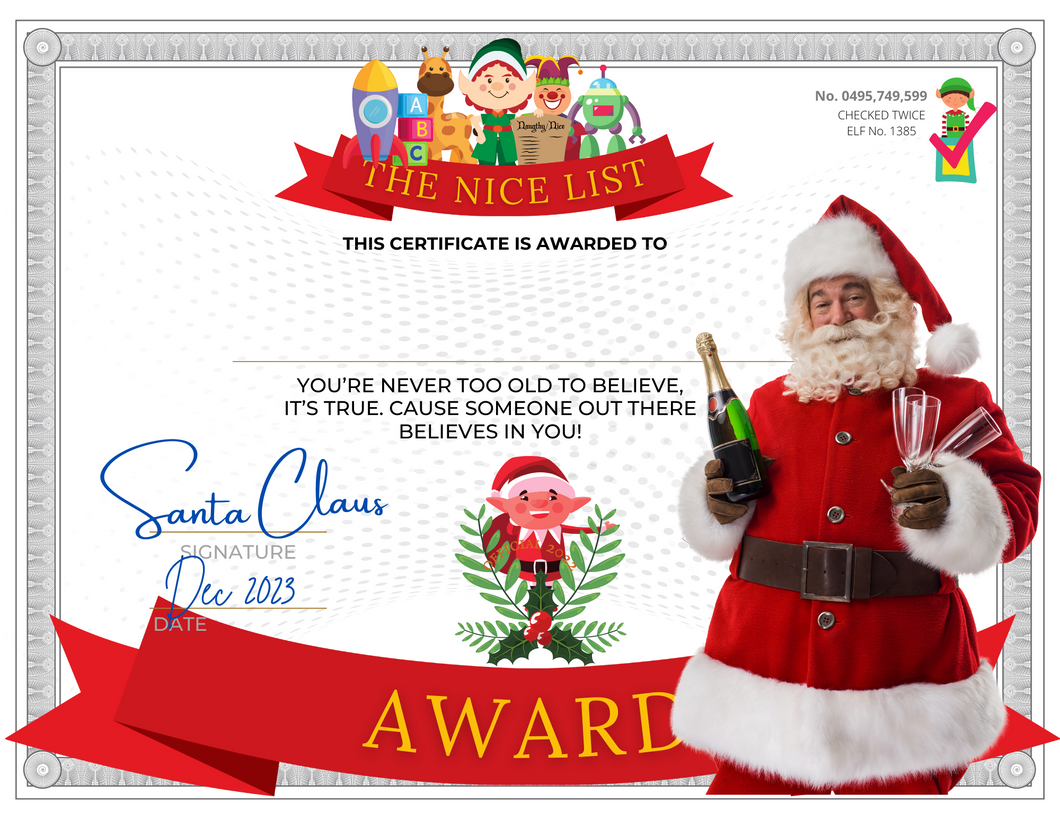 Nice List Certificate for Adults (Digital Download)