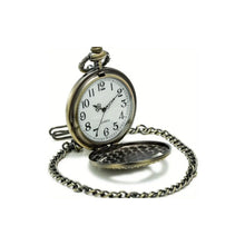 Load image into Gallery viewer, open view of antique brass pocket watch
