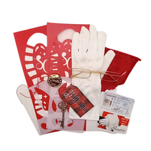 Load image into Gallery viewer, Santa Evidence kit with brass button bootprint kit and key
