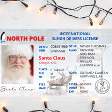 Load image into Gallery viewer, Santa Sleigh License - Santa Claus&#39; sleigh driver&#39;s license Santa Letter Magic
