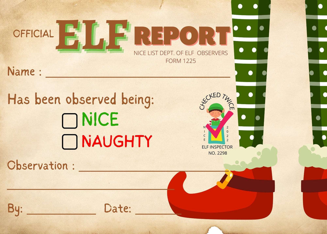 Elf Reports - Official Santa Scout Elf Report - Parchment - santalettermagic