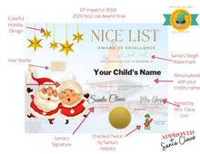 Load image into Gallery viewer, Santa&#39;s Nice List Award Certificate  personalization details- santalettermagic
